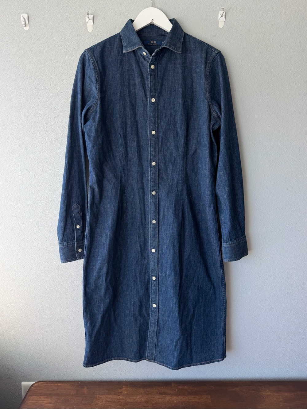 Polo Ralph Lauren dark blue denim button down midi dress Women’s sz 14